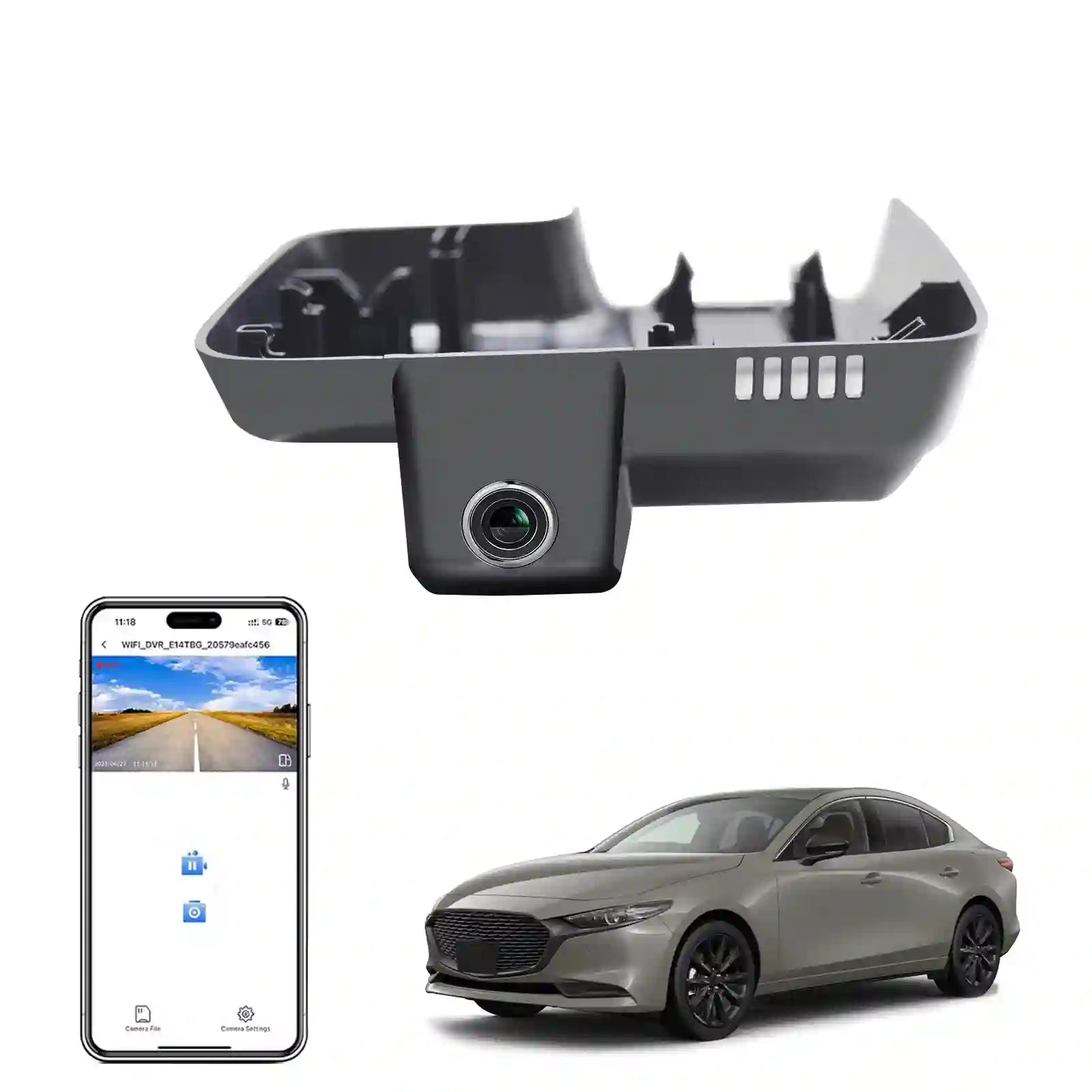 4K Dash Cam Custom fit for Mazda 3 2024 2025(Model B), UHD 2160P Video, Free App & WiFi, 64GB Card