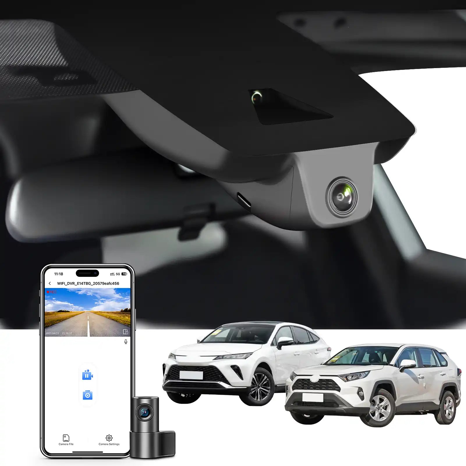 Mangoal Front 4K & Rear 1080p Dash Cam Custom fit for Toyota RAV4(Model A) Gen5 2019 2020 2021, RAV4 Prime Gen5 2022 2023 2024,XLE Premium Adventure Limited TRD Off Road, WiFi & App, 128GB Card