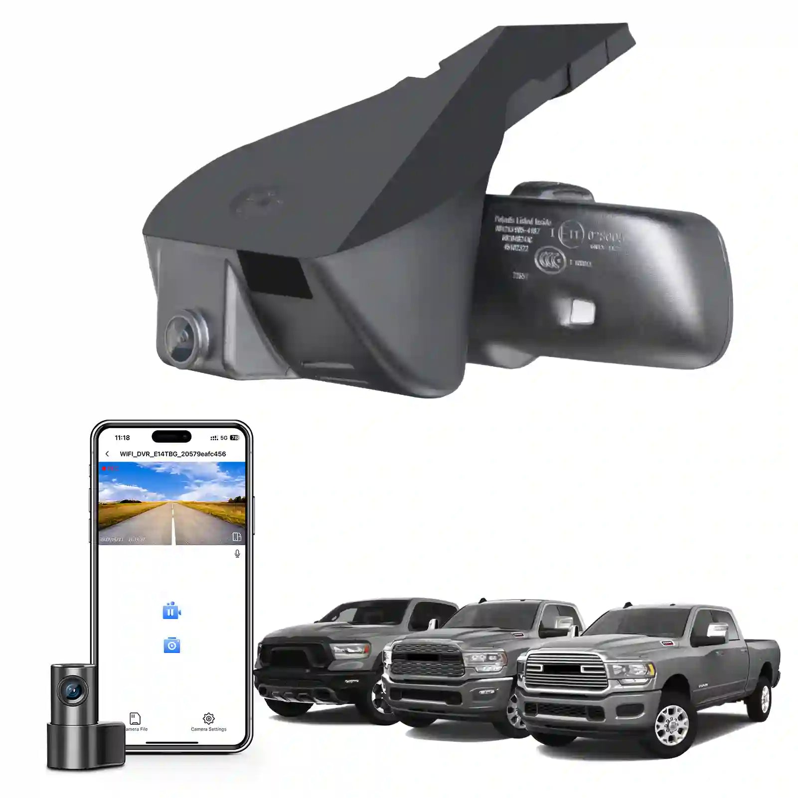 4K & Rear 1080P Dash Cam Custom Fit for Dodge RAM 1500/2500/3500 2019 2020 2021 2022 2023 2024 (Model D), Rebel Big Horn Laramie, UHD 2160P Video, OEM Look App & WiFi,128GB Card