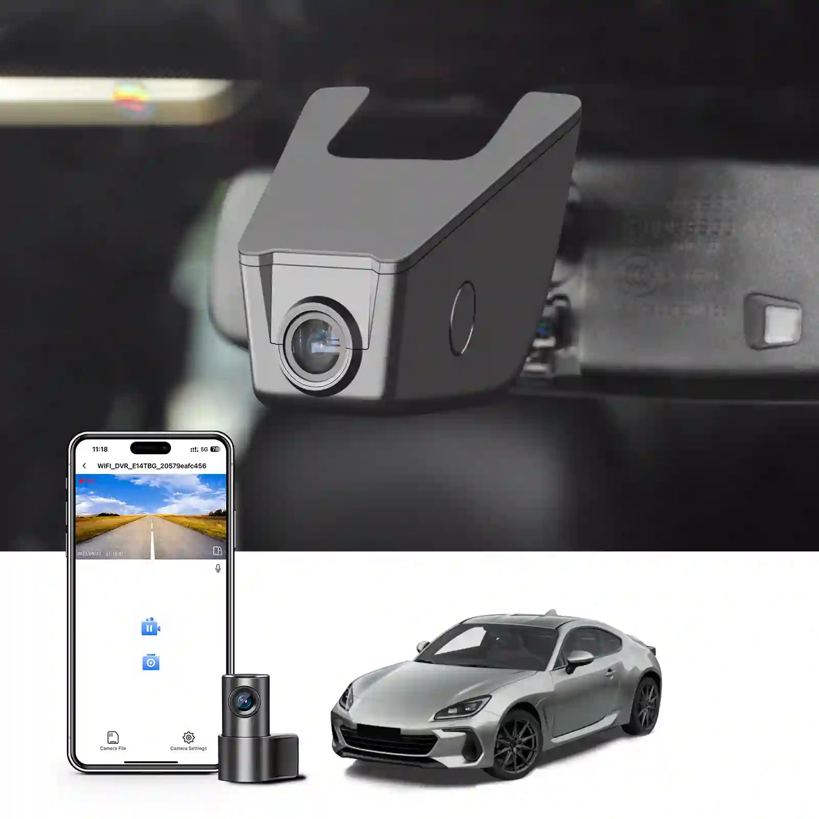 Front 4K & Rear 1080P Dash Cam Custom fit for Subaru BRZ 2013+, Limited Premium Series.Blue Series.HyperBlue Series.Yellow ts etc, Integrated OEM Look, UHD 2160P Video, App & WiFi, 128GB Card