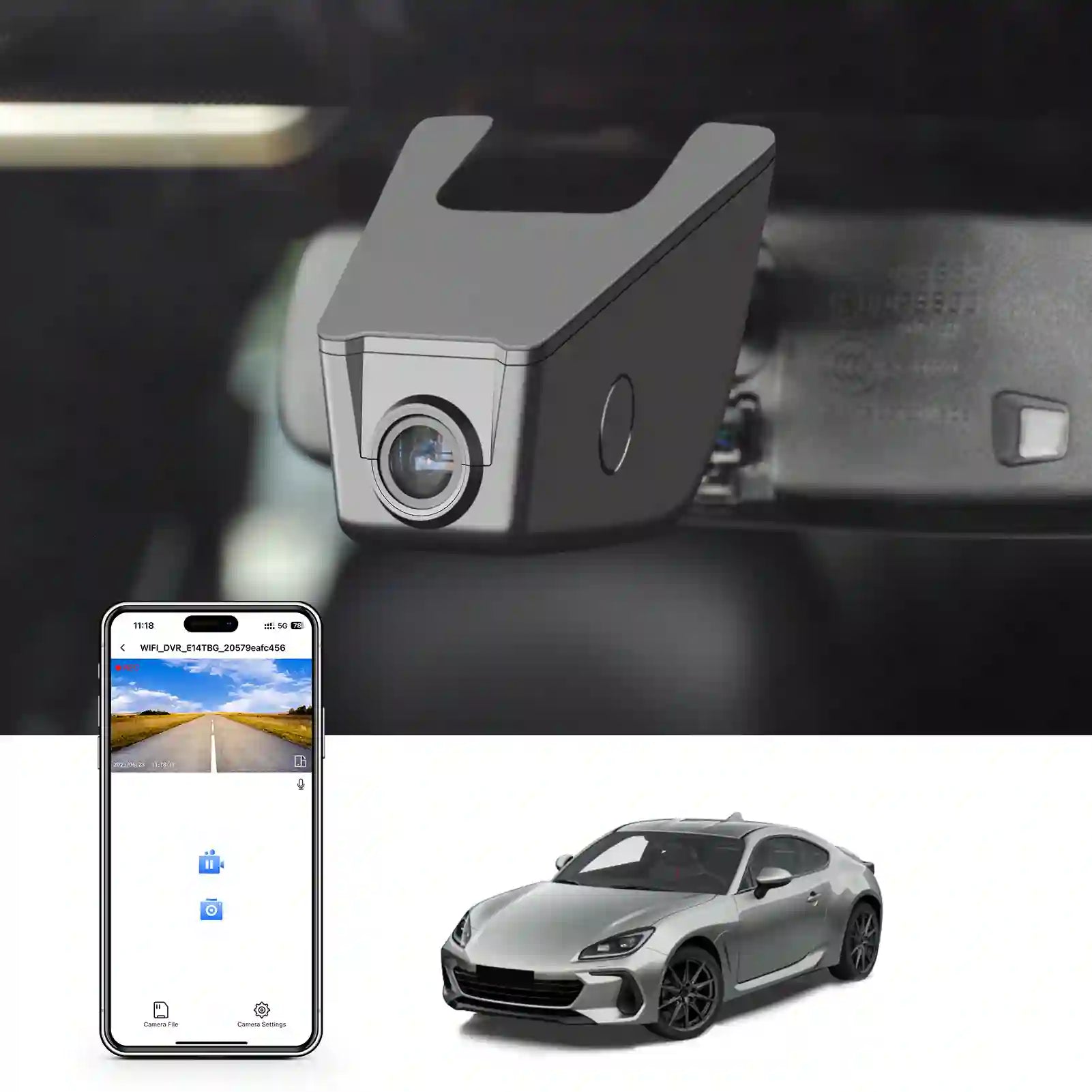 4K Dash Cam Custom fit for Subaru BRZ 2013+, Limited Premium Series.Blue Series.Hyper Blue Series.Yellow ts etc, Integrated OEM Look, UHD 2160P Video, App & WiFi, 64GB Card