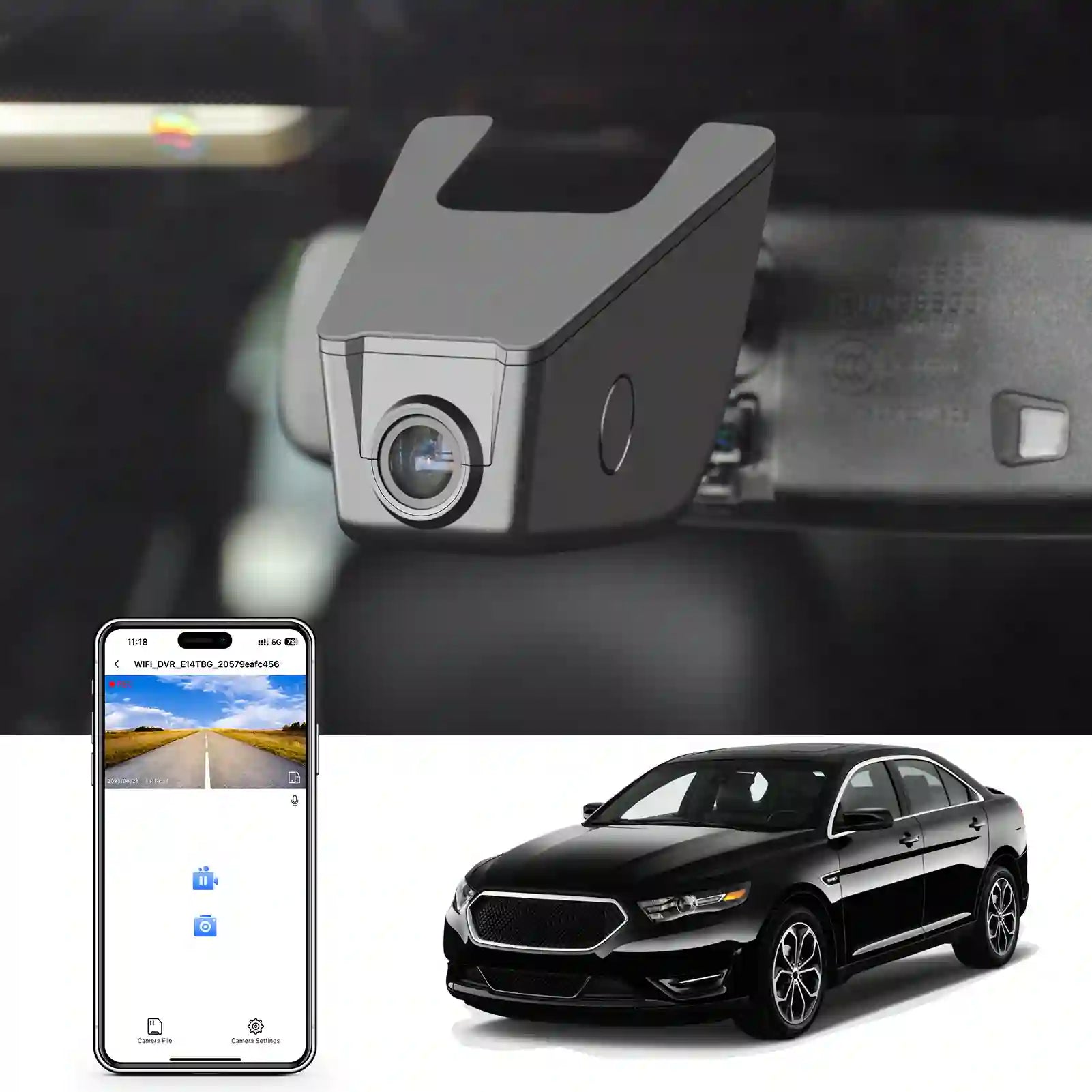 Mangoal 4K Dash Cam Custom for Ford Taurus 2013-2019, Base XLT ST_Line Limited Timberline Platinum King Ran(Model A), UHD 2160P Video, WiFi & App, 128GB Card