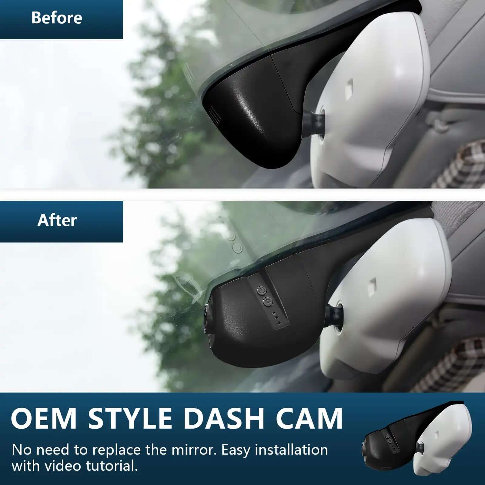 dash cam before and after installation view 