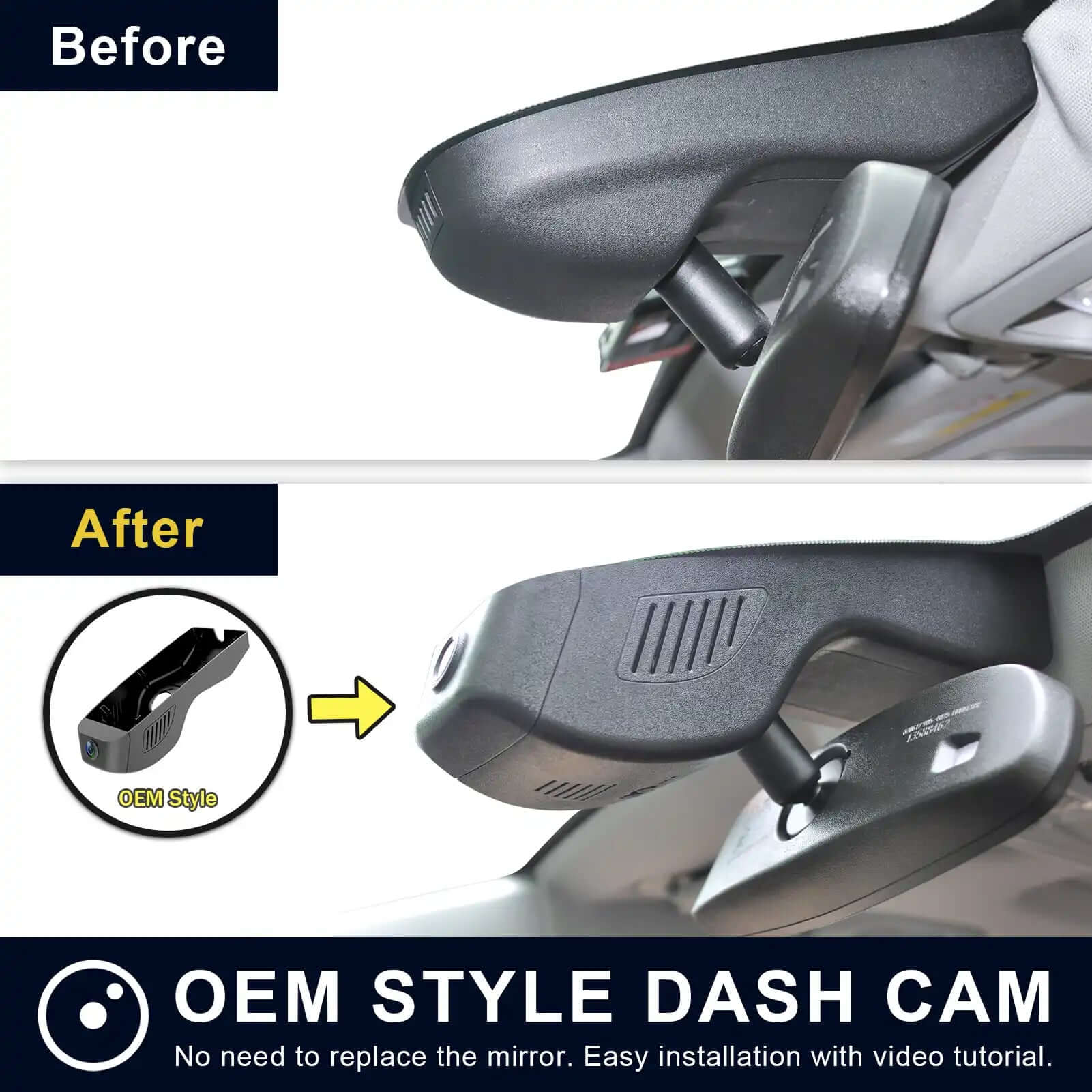 Buick Envision dash cam before & after installation 