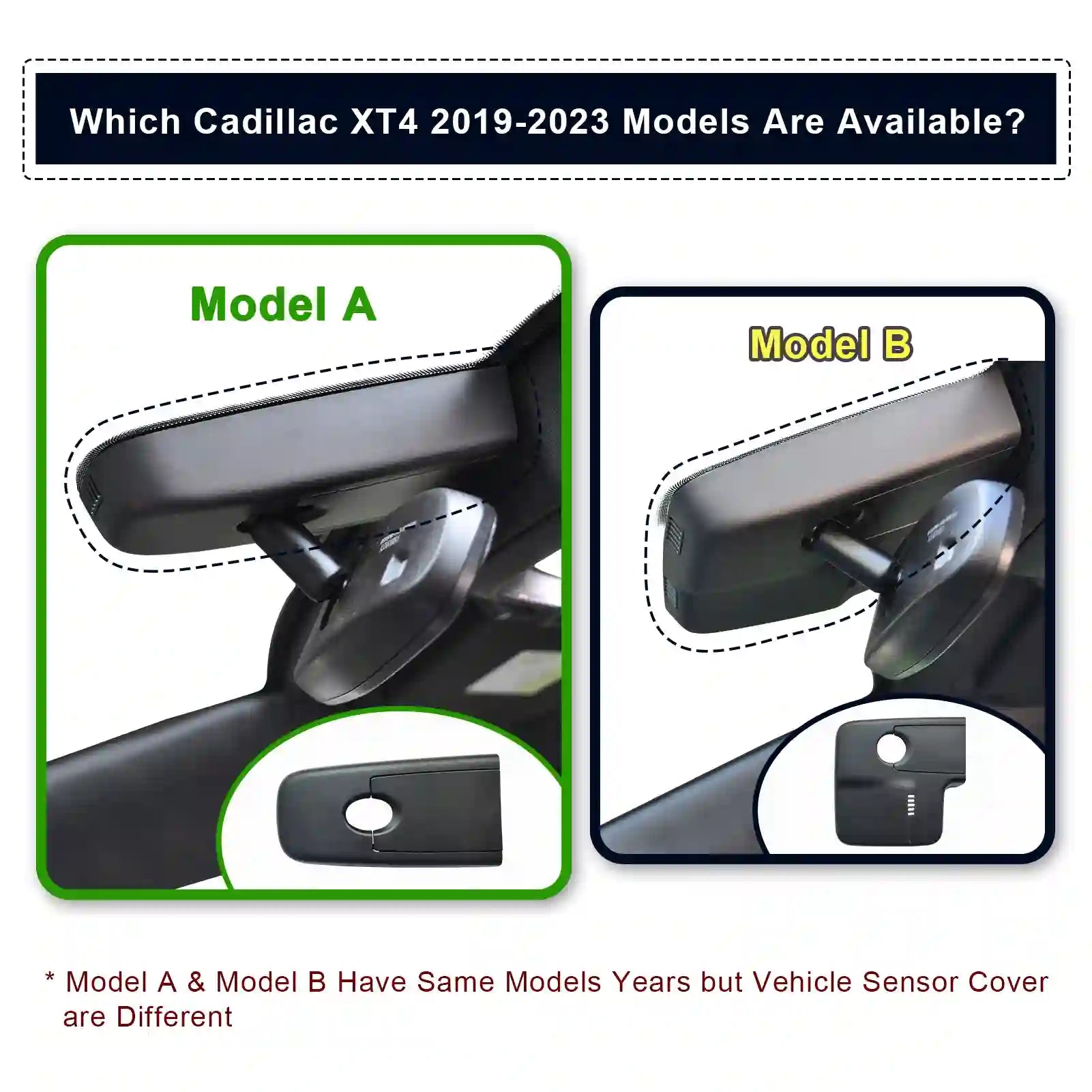 4K Dash Cam Custom fit for Cadillac XT4 2019-2023(Model A), Model A & Model B Have Same Models Years but Vehicle Sensor Cover are Different, Free App,WiFi, 64GB Card