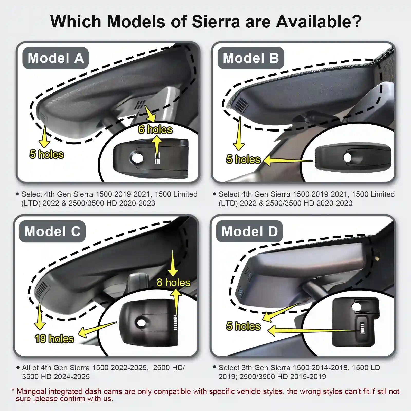 Sierra OEM dash cam all models 