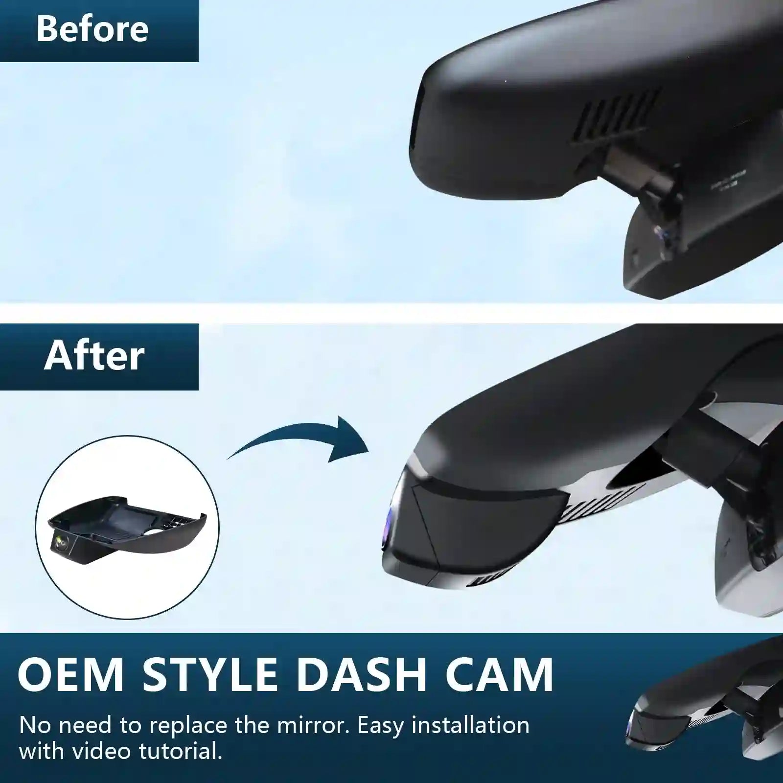 Mazda dash cam before and aftrer installation view 
