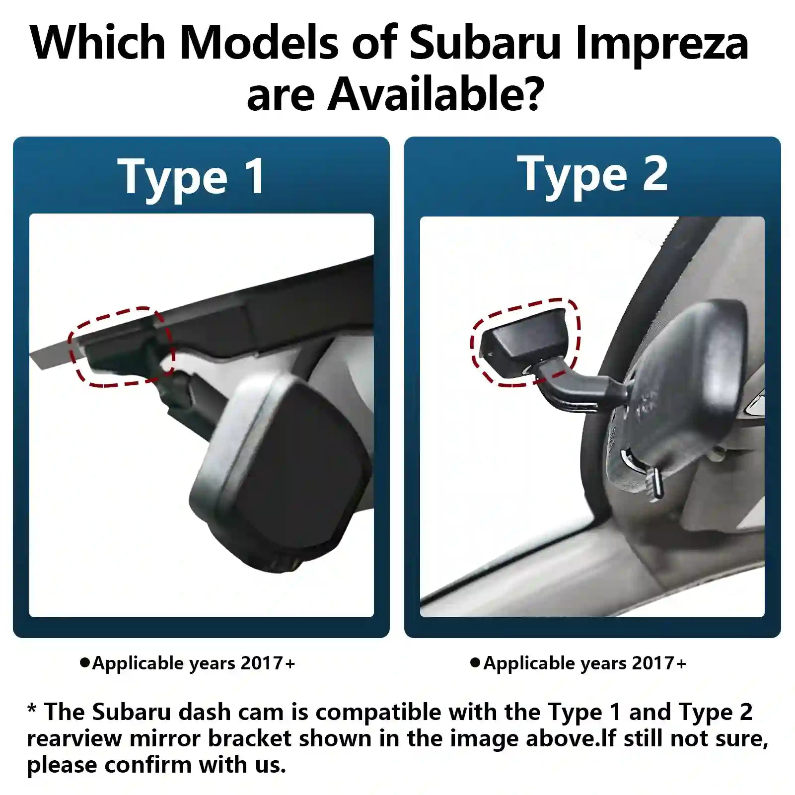 subaru Impreza Single dash camera 