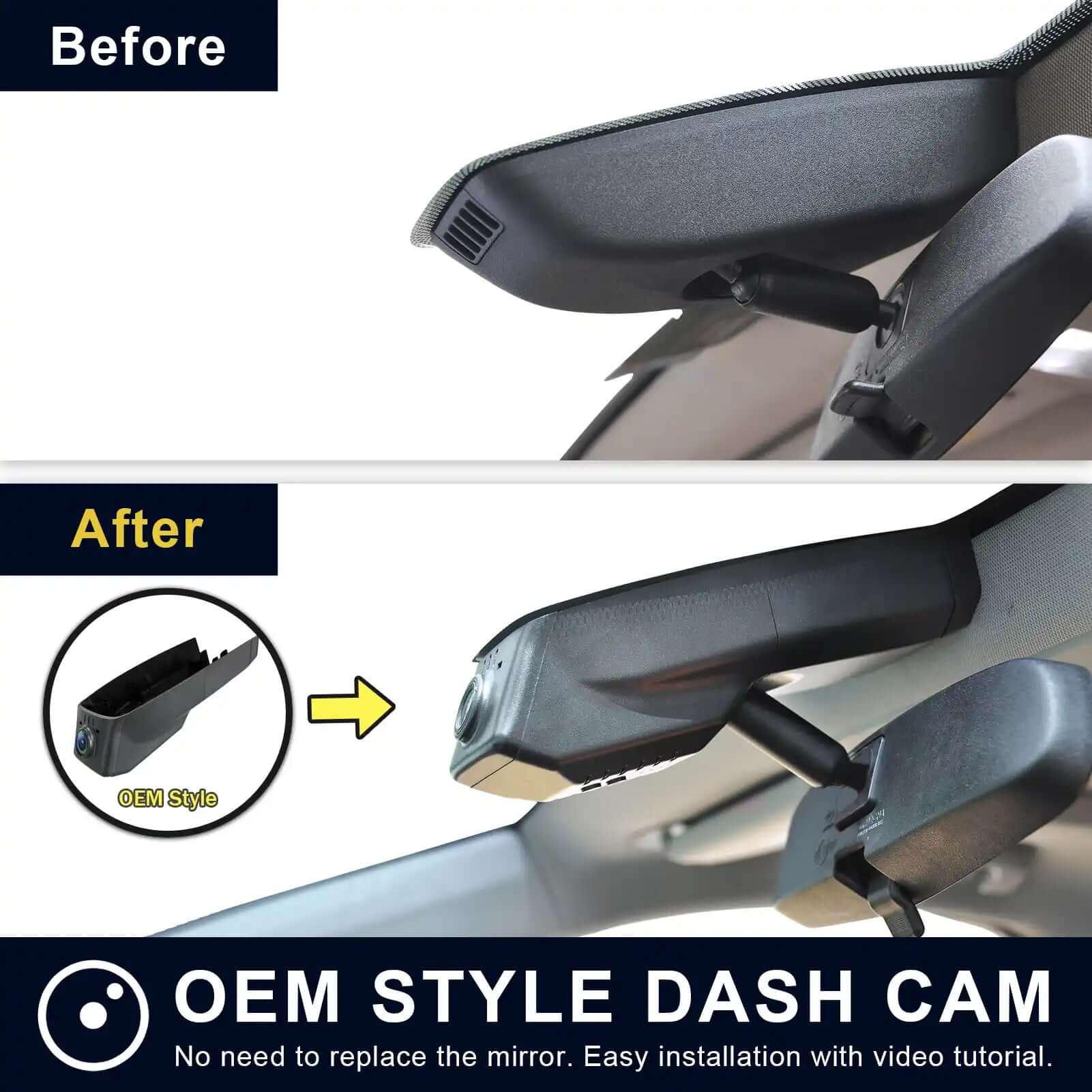 Buick Envision dash cam before & after installation 