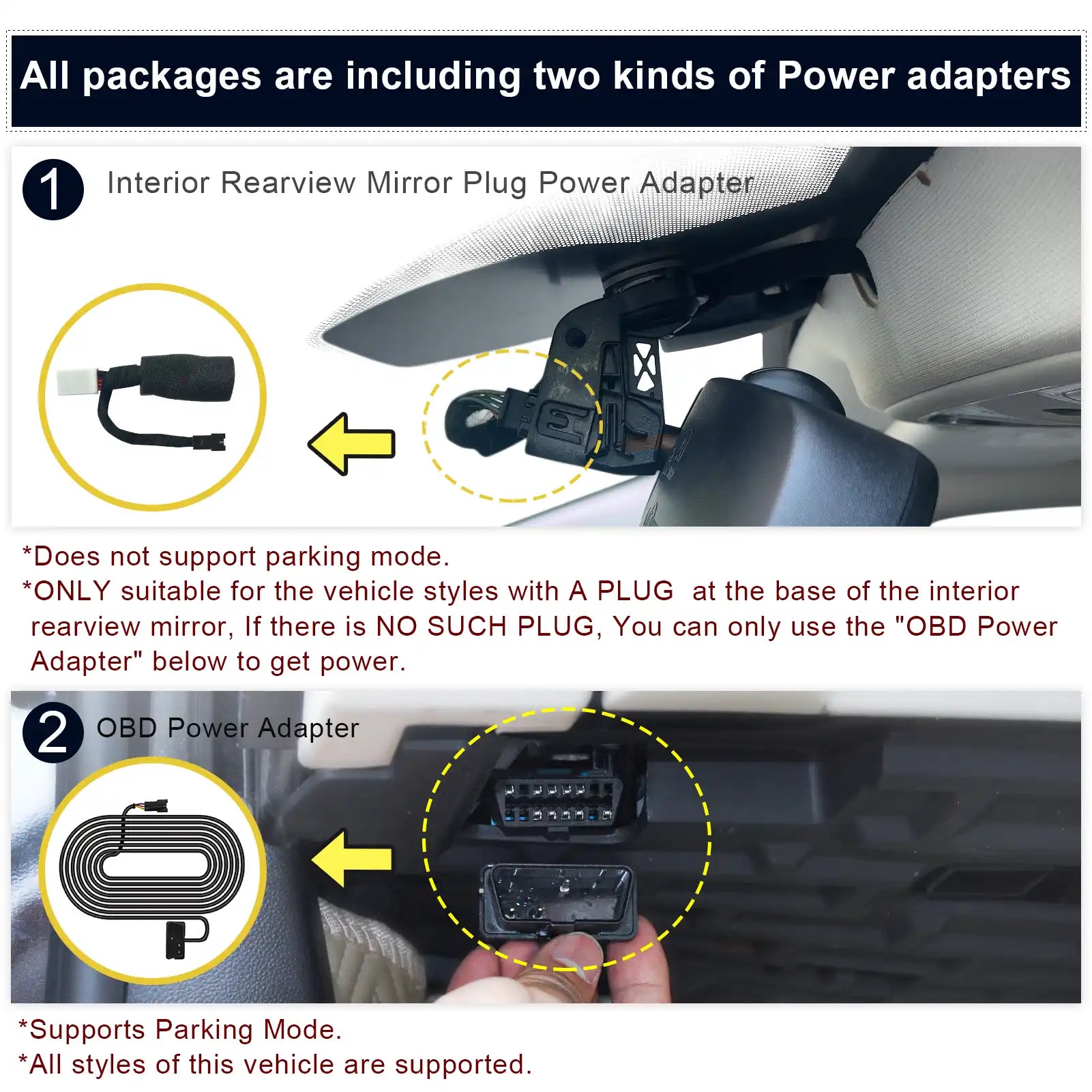 Chrysler Pacifica dash cam OBD power adapter