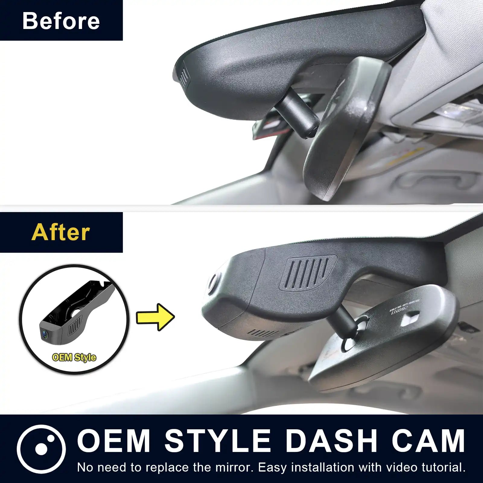 GMC Terrain dash cam before and after installation view 