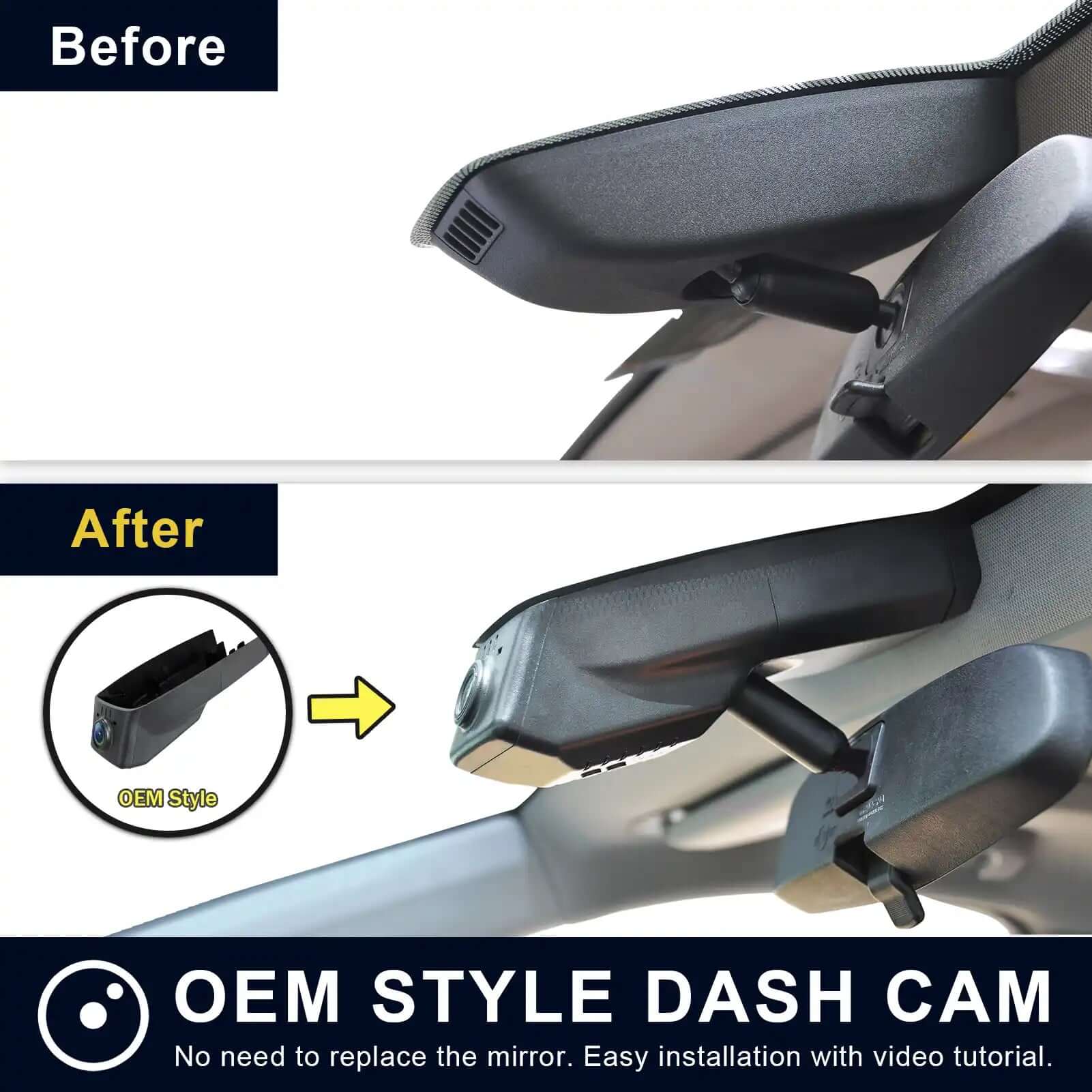 GMC Terrain dash cam before and after installation view 