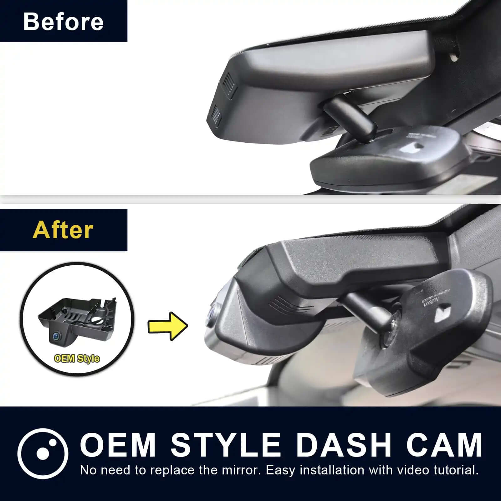 GMC 4th Gen Yukon dash cam before and after installation view 