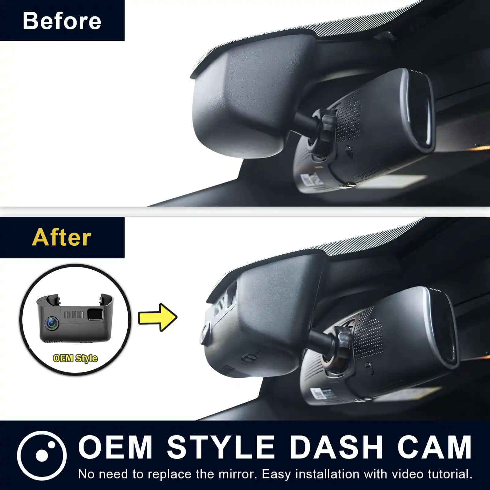 Dodge Durango before and after dash cam installation 