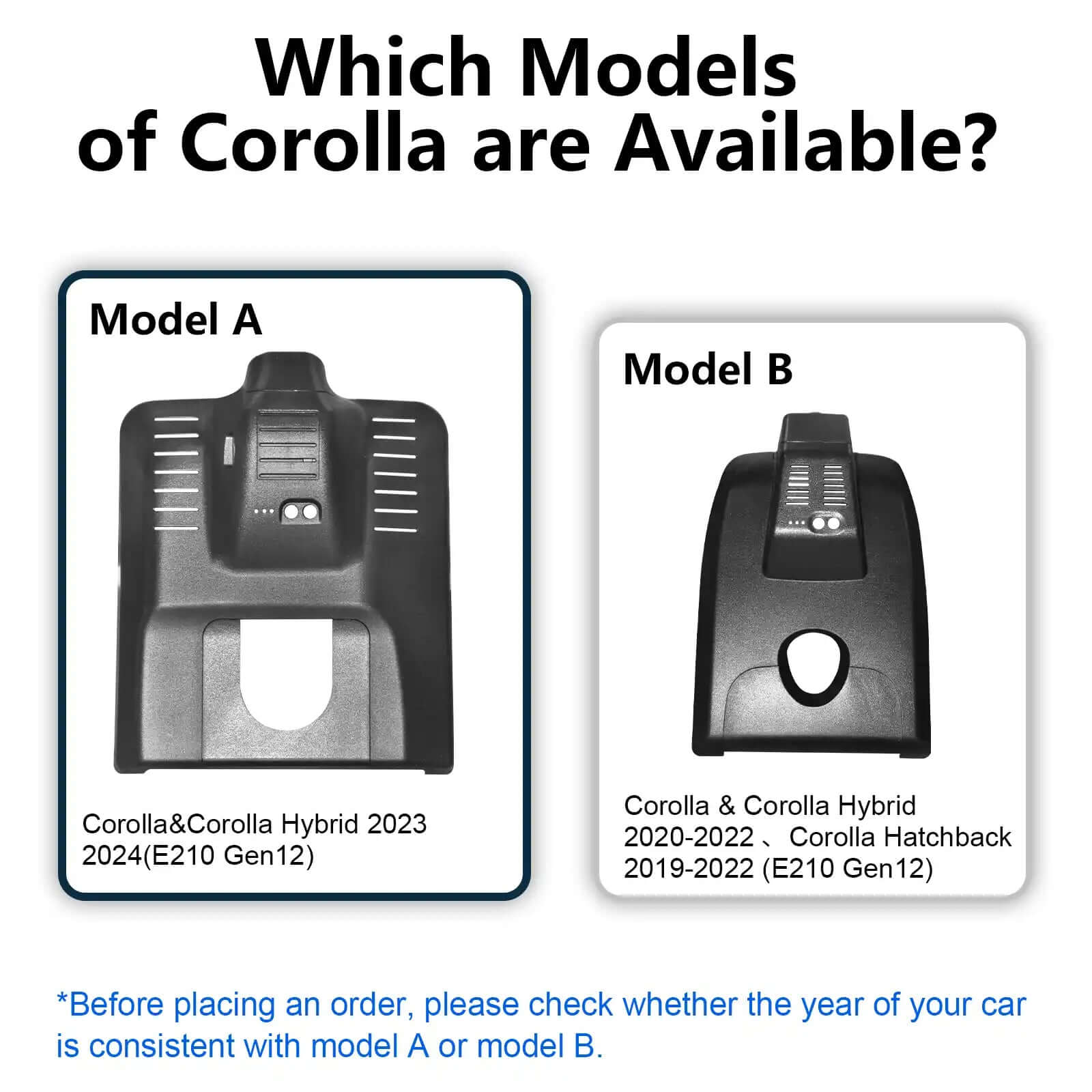 Toyota corolla and hybird dash camera veiw before install