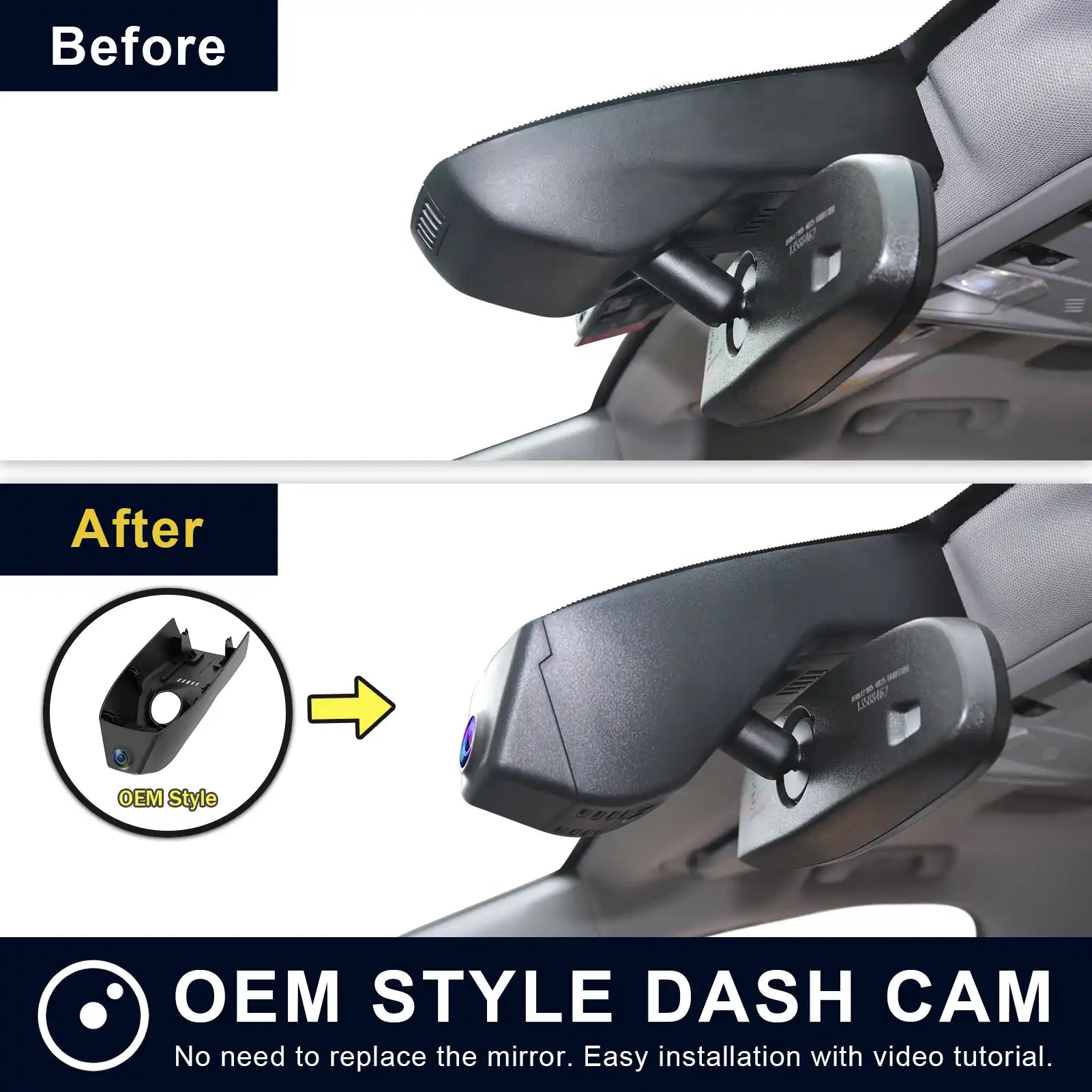 Buick Enclave dash cam Model before & after installation 