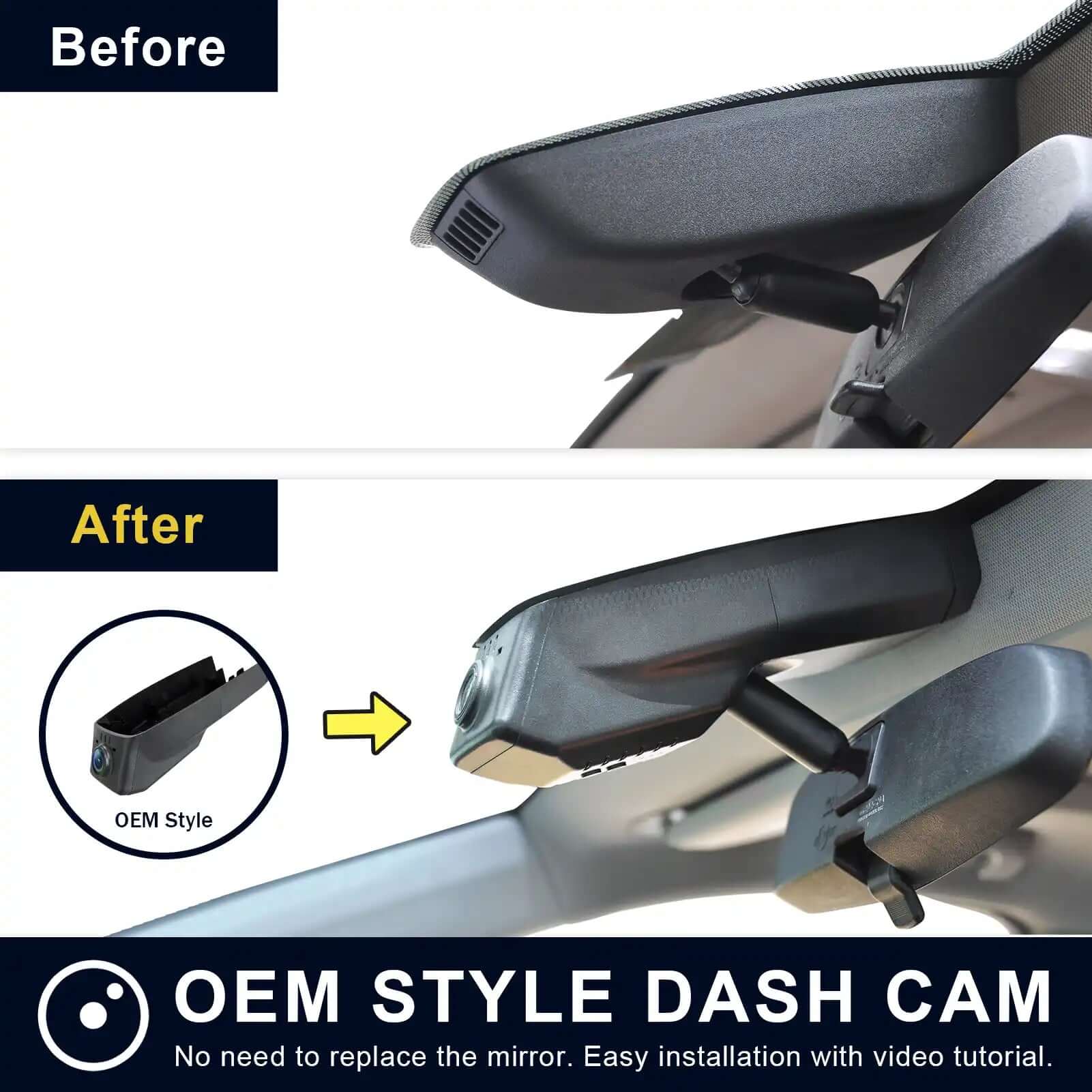 Chevy Silverado dash cam before and afer installation