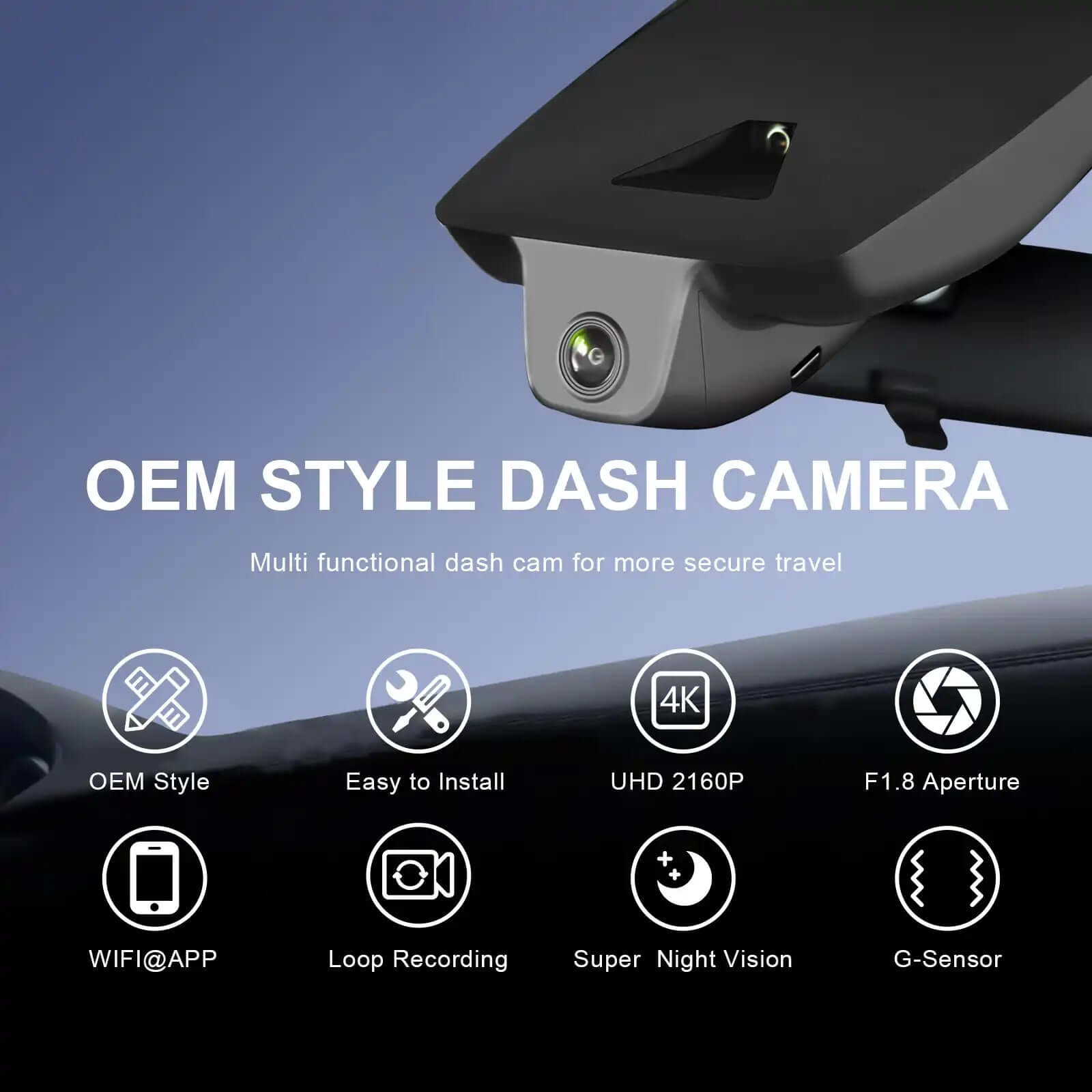 toyota highlander OEM style  dash camera features 