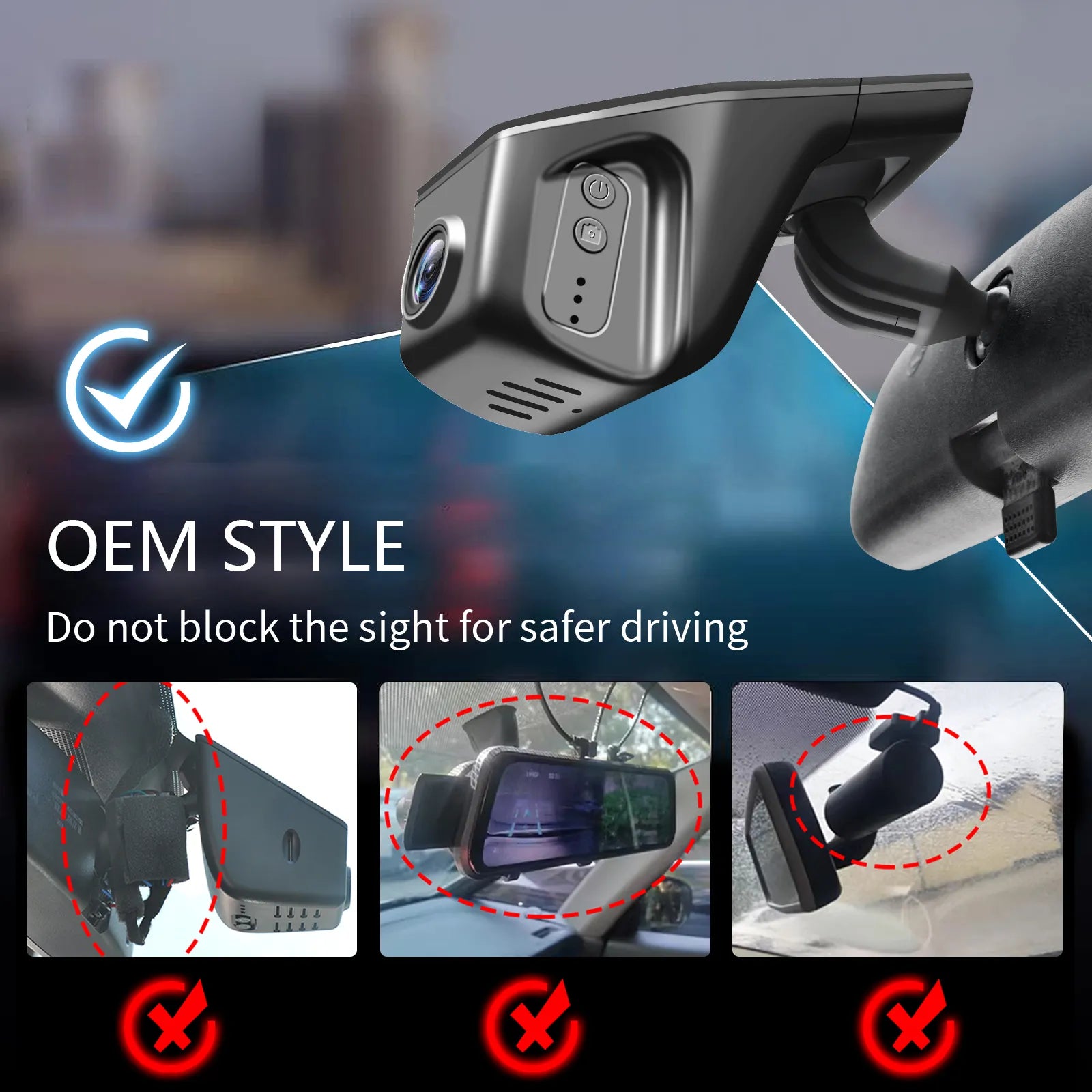 Front 4K & Rear 1080p Dash Cam Custom fit for Honda Pilot 2016-2022, Ridgeline 2017-2024 and More(Model A), Integrated OEM Look, UHD 2160P Video, WiFi & App, 128GB Card