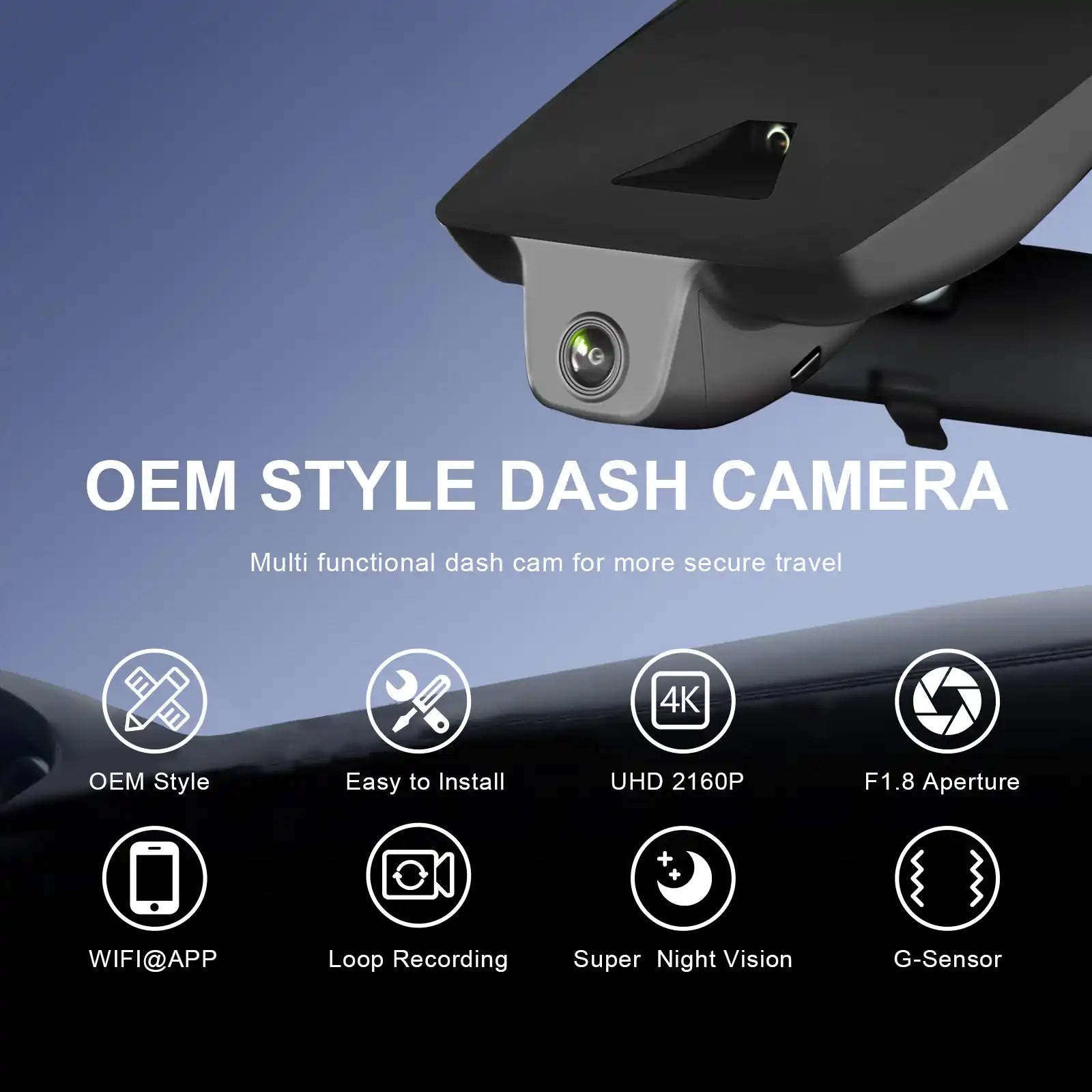 Mangoal 4K Dash Cam fit for Toyota Camry(Model B) Gen8 XV70 2018 2019 2020 Hybrid XLE XSE Nightshade TRD V6, Integrated OEM Look, UHD 2160P Video, App & WiFi, Free App and 128GB Card